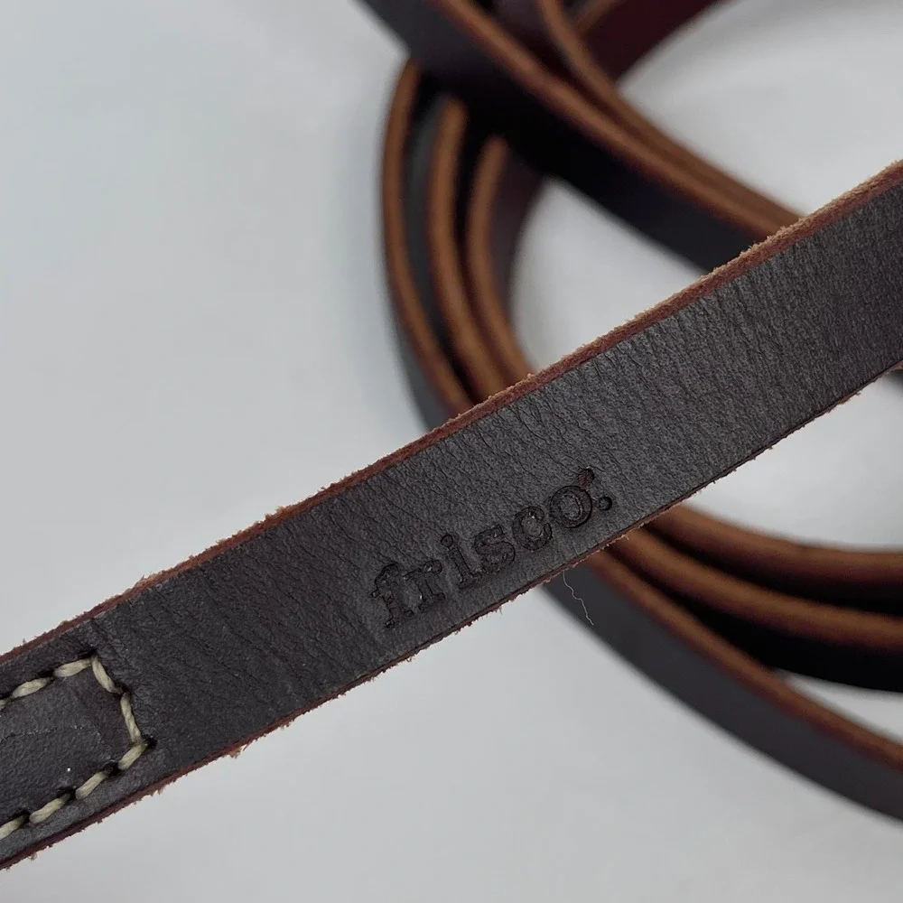 Frisco Leather Dog Leash Brown Genuine Leather Silver Hardware Walking Lead 6'